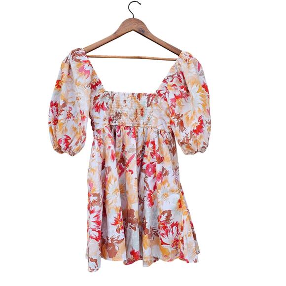 Abercrombie & Fitch Emerson Poplin Puff Sleeve Mini Dress Orange Size SP - Picture 5 of 7